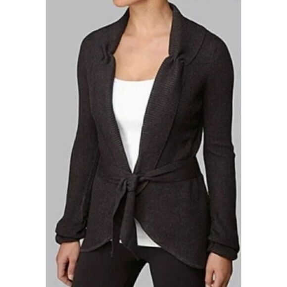 07 LULULEMON GRAY DANCE PULSE CASHMERE BLEND tie wrap CARDIGAN SWEATER small - Picture 1 of 4